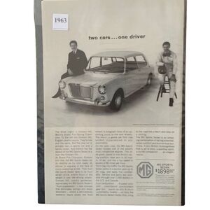Vintage 1963 MG Two Cars One Driver British Motor Ad Advertisement